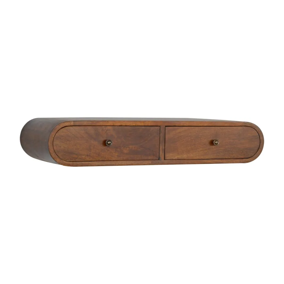 Consolle in finitura castagna · L 80 × P 32 × H 15 cm