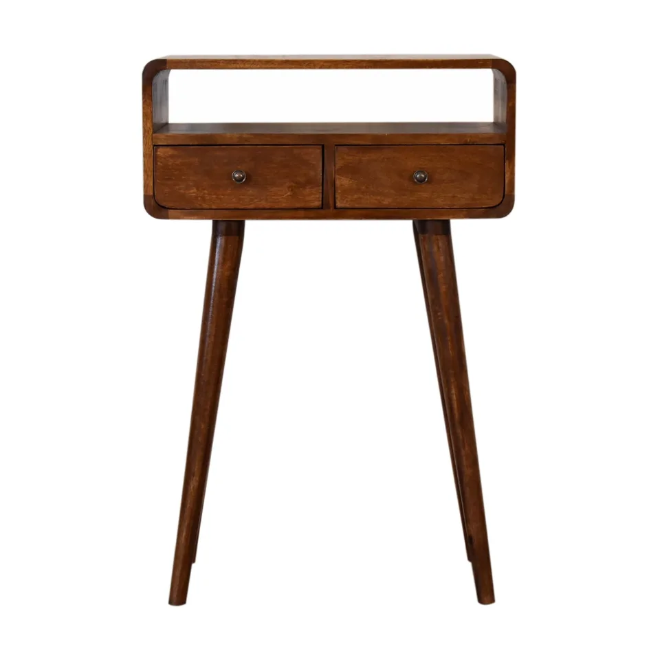 Consolle in finitura castagna · L 60 × P 30 × H 90 cm