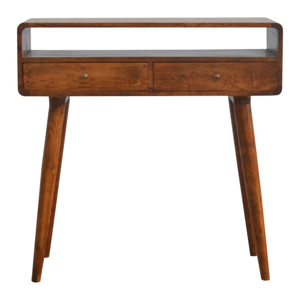 Consolle in finitura castagna · L 90 × P 35 × H 90 cm
