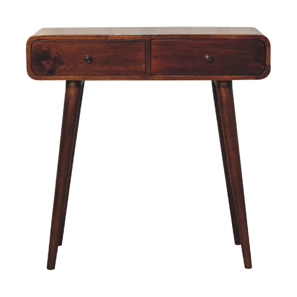 Consolle in finitura castagna · L 80 × P 35 × H 78 cm