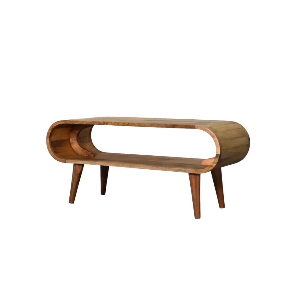 Tavolino in finitura rovere · L 90 × P 35 × H 40 cm