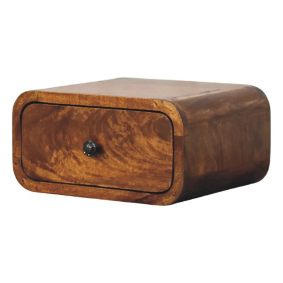Comodino in finitura castagna · L 30 × P 25 × H 15 cm