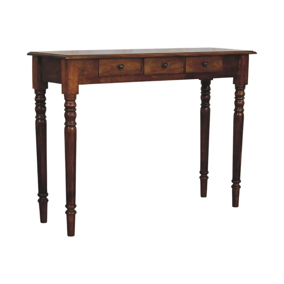 Consolle in finitura castagna · L 110 × P 35 × H 80 cm