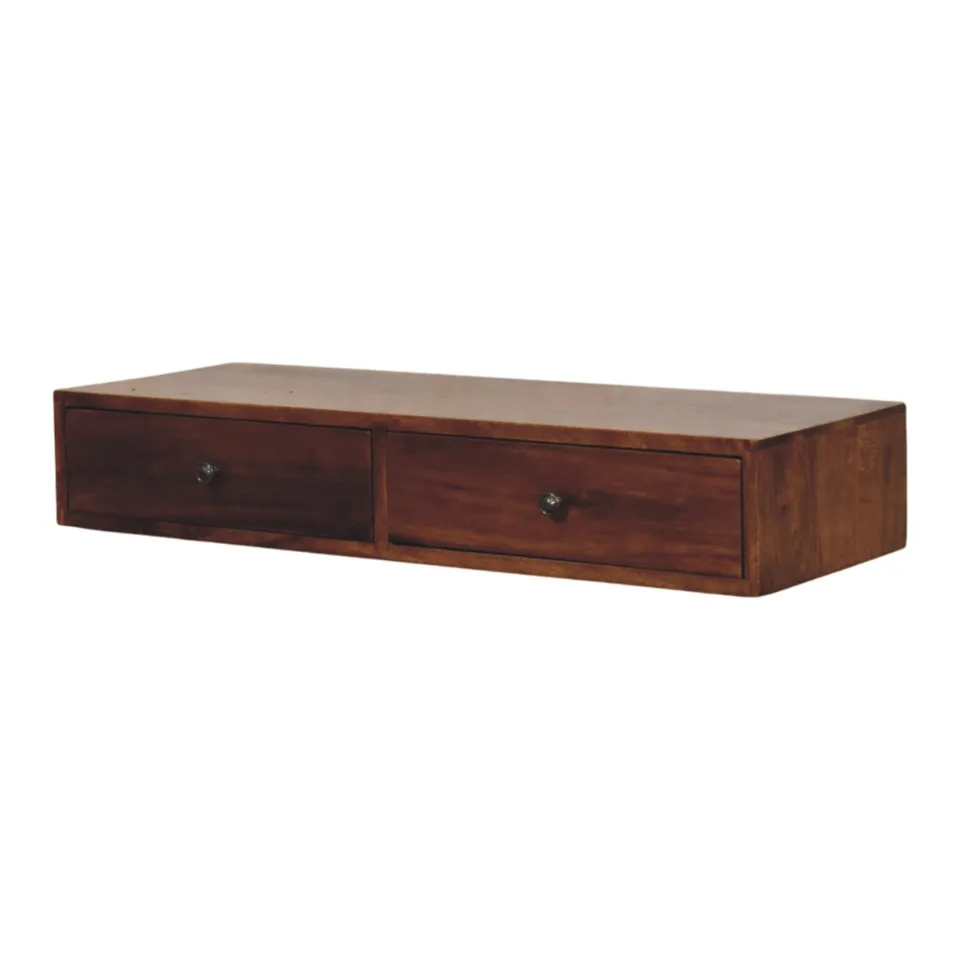 Consolle in finitura castagna · L 88 × P 32 × H 15 cm