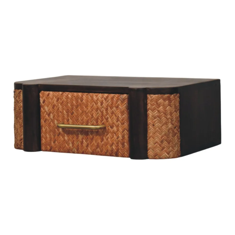 Comodino in rattan · L 50 × P 32 × H 18 cm