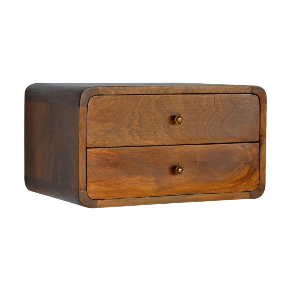 Comodino in finitura castagna · L 45 × P 32 × H 25 cm